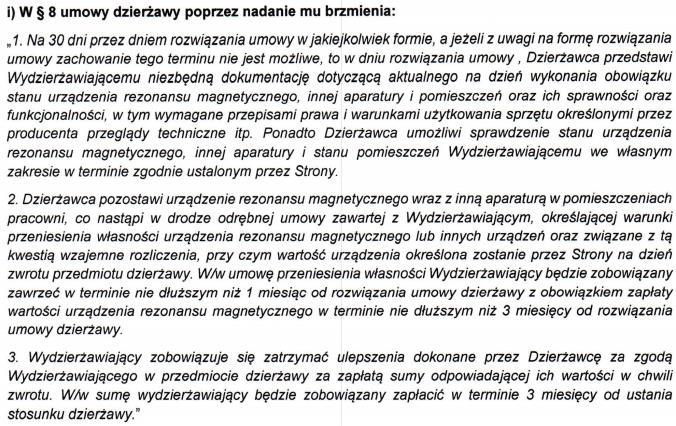 wynikających z niniejszej umowy, a w szczególności: 1) niewłaściwie używa przedmiotu dzierżawy, używa przedmiotu dzierżawy dla celów innych niż wynikające z umowy, dopuszcza do pogorszenia stanu