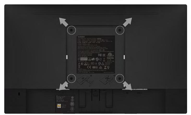 Mocowanie na ścianie (opcja) (Wymiary śruby: M4 x 10 mm). Patrz instrukcja dołączona do zestawu montażowego zgodnego z VESA. 1. Połóż panel monitora na miękkiej tkaninie lub poduszce na stabilnym, płaskim stole.