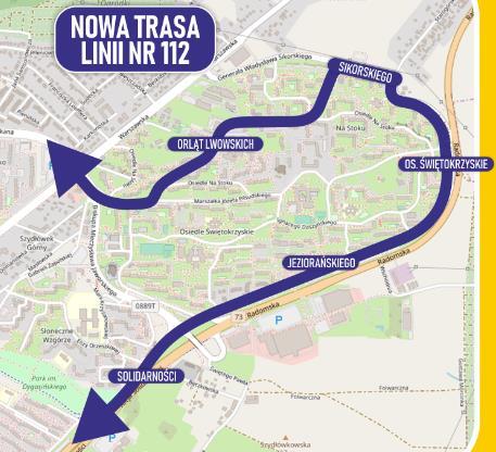 linia 112 ZMIANA TRASY linia 112 zostanie skierowana przez osiedle ulicami Sikorskiego i Orląt Lwowskich (w miejsce modyfikowanej linii 114) dojazd z osiedla Szydłówek do przychodni na osiedlu Na