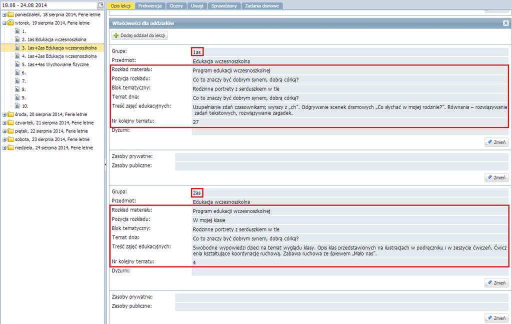 Korzystanie z dziennika w sytuacjach złożonych 2.