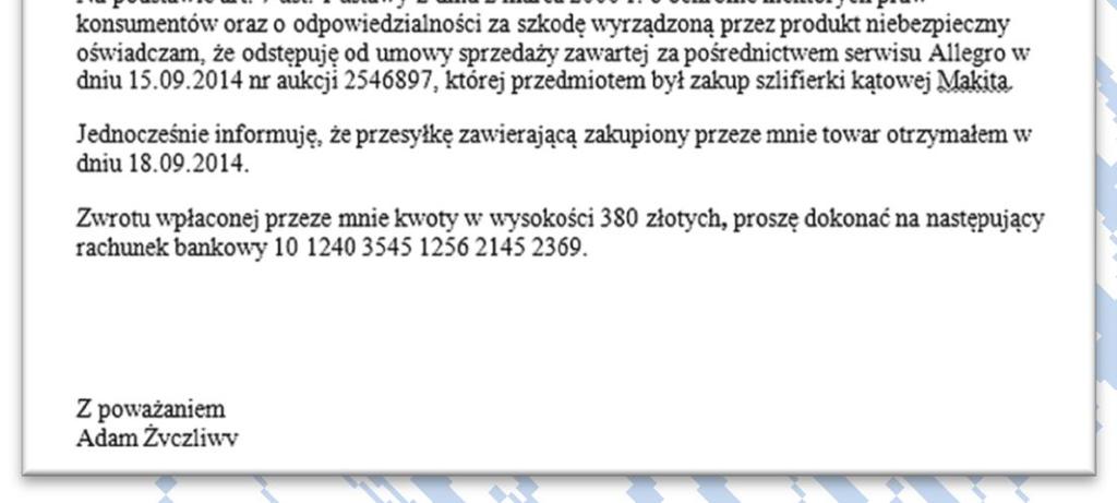 ĆWICZENIE 16 Formatowanie akapitów Przepisz poniższy tekst, w ten sposób jak poniżej. Następnie wyrównaj akapity zgodnie ze wzorem na rysunku przedstawiającym już sformatowane pismo.