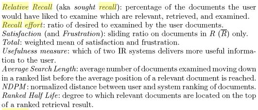 Other IR Evaluation Measures Other IR