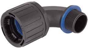 Systemy peszli karbowanych Zwiększona wytrzymałość mechaniczna Info IP66 IP67 IP68 (2 bar) IP69 Kolano 90 ułatwia montaż Szybki montaż Wysoka odporność na wyrwanie Wodoszczelność Ochrona przed