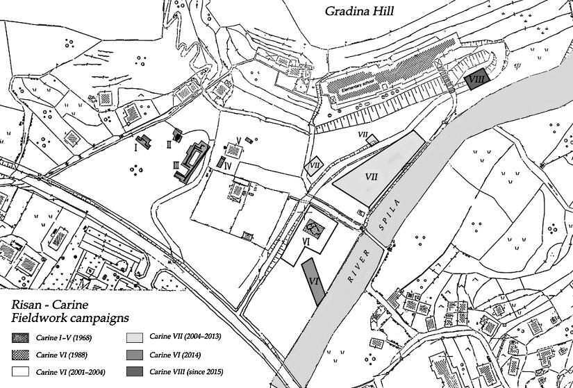 The area was first briefly excavated in 1968 (Carine I v) (LEMKE forthcoming) and 1988 (KOvAčEvIć 1997; UJES, KOvAčEvIć 1992), then systematically in 2001 2004 and 2014 (Carine vi) (DyCZEK ET AL.