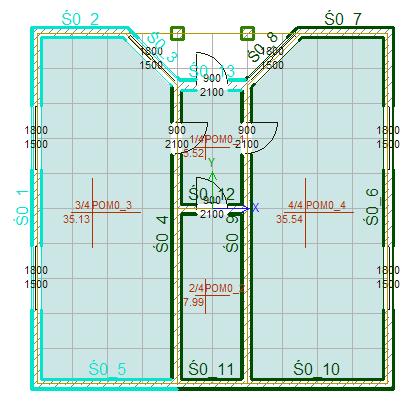 strona: 12 Autodesk Concrete Building Structures - Przykłady Z menu Widok wybrać opcję Wyświetl LKM na zakładkę Nazwy w otwartym oknie dialogowym Wyświetl LKM w pole: Ściany (znika symbol ) LKM w