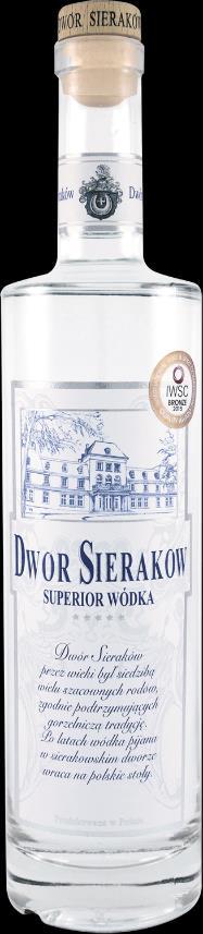 WÓDKA SUPERIOR Wódka powstaje w oparciu o starą, unikalną, małopolską recepturę związaną z obszarem sierakowskiego majątku.