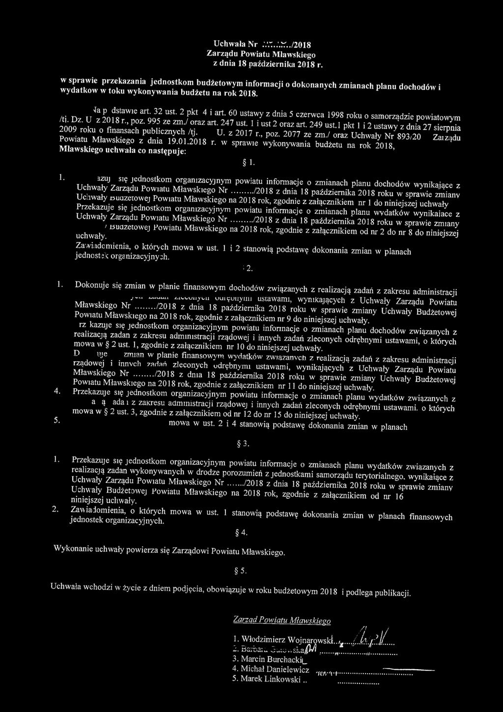 aocnoaow i USt /ti Dz U ^ o f r r ^ 2 4 1 Z dda 5 CZerWea 1998 roku ^ ^ 0 samorządzie powiatowym inno u r P 995 26 ZmJ oraz art 247 f' ust - 1 i ust 2 oraz art. 249 ust.