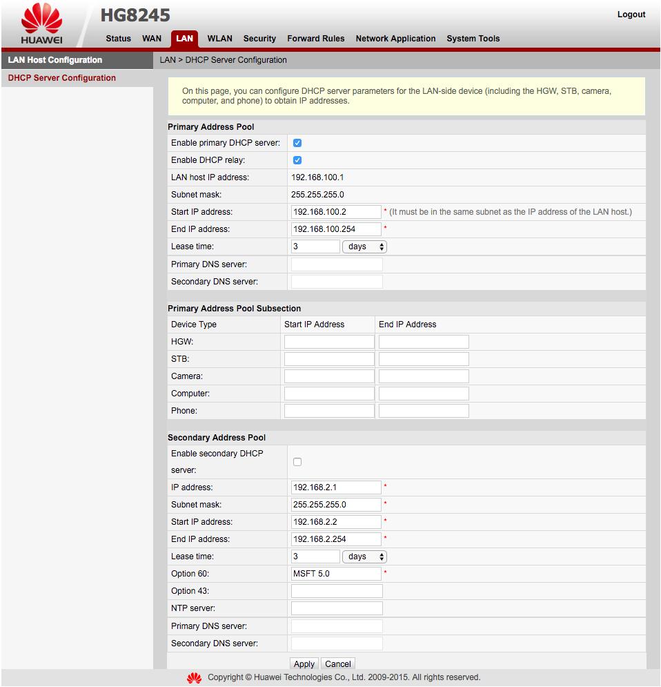 DHCP Server Configuration Dotyczy konfiguracji