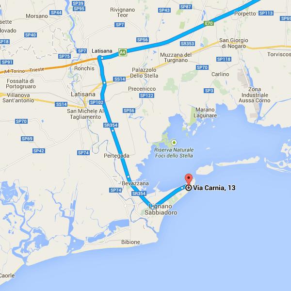 56. Kontynuuj wzdłuż Via Lignano Sabbiadoro/Strada Regionale 354/SR354 Jedź dalej drogą Strada Regionale 354/SR354 5,3 km 57.
