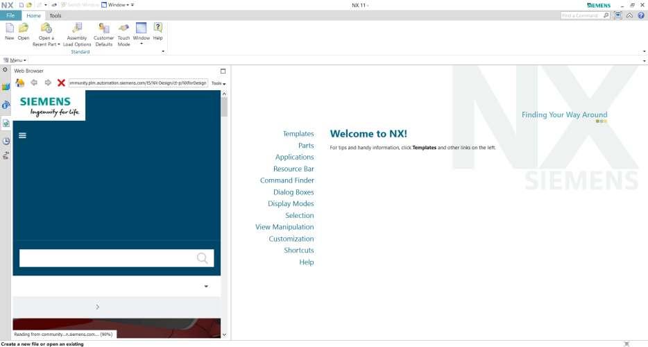 Aby uruchomić NX wybrać polecenie z menu Start-> Siemens NX