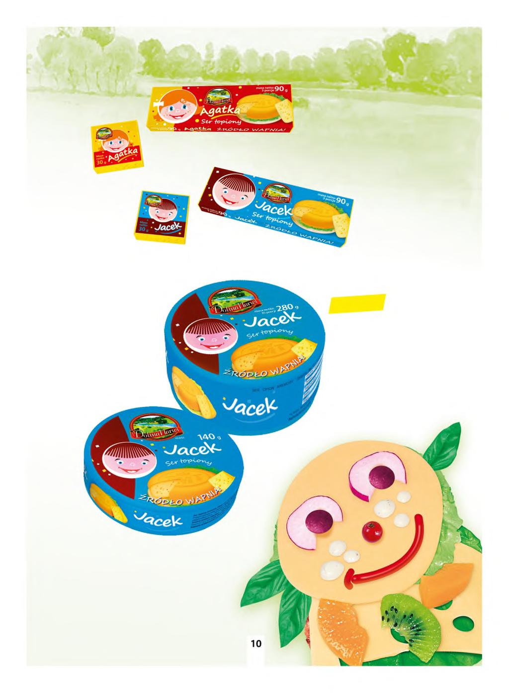 Ser topiony Agatka Agatka processed cheese Masa netto: 90 g Net weight: 90 g Opakowanie zbiorcze: 45 szt. Summary packaging: 45 pcs Max.