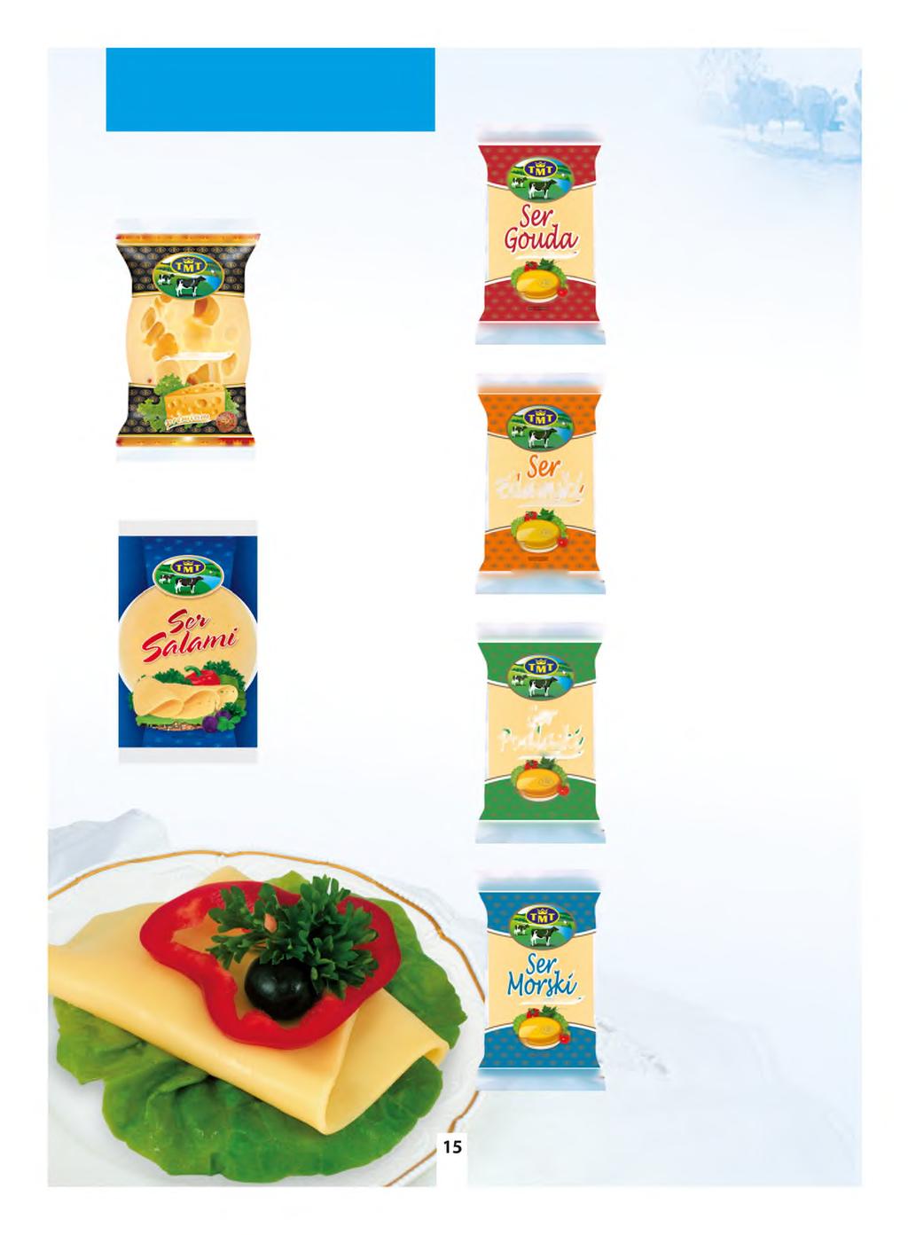Sery w kostkach Cheese in Pieces Ser z dziurami Ser w kostce z dziurami Cheese with Holes Masa netto: ~300 g Net Weight: -3 0 0 g Opakowanie zbiorcze: -3,5 kg