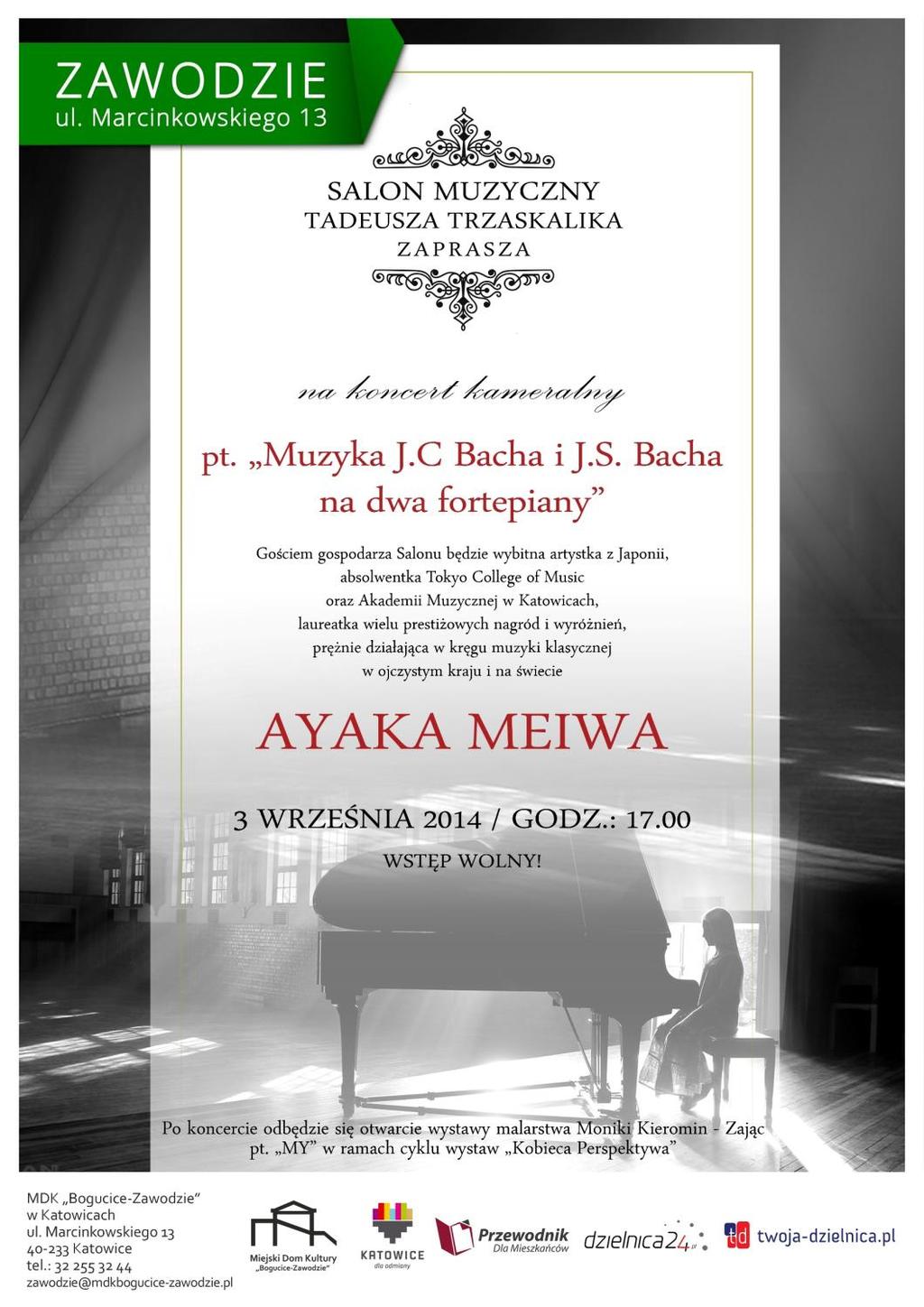 Program J.C.Bach Sonata G-dur op. 15 nr 5 na dwa fortepiany J.S.Bach Allegro z sonaty organowej BWV 525 J.