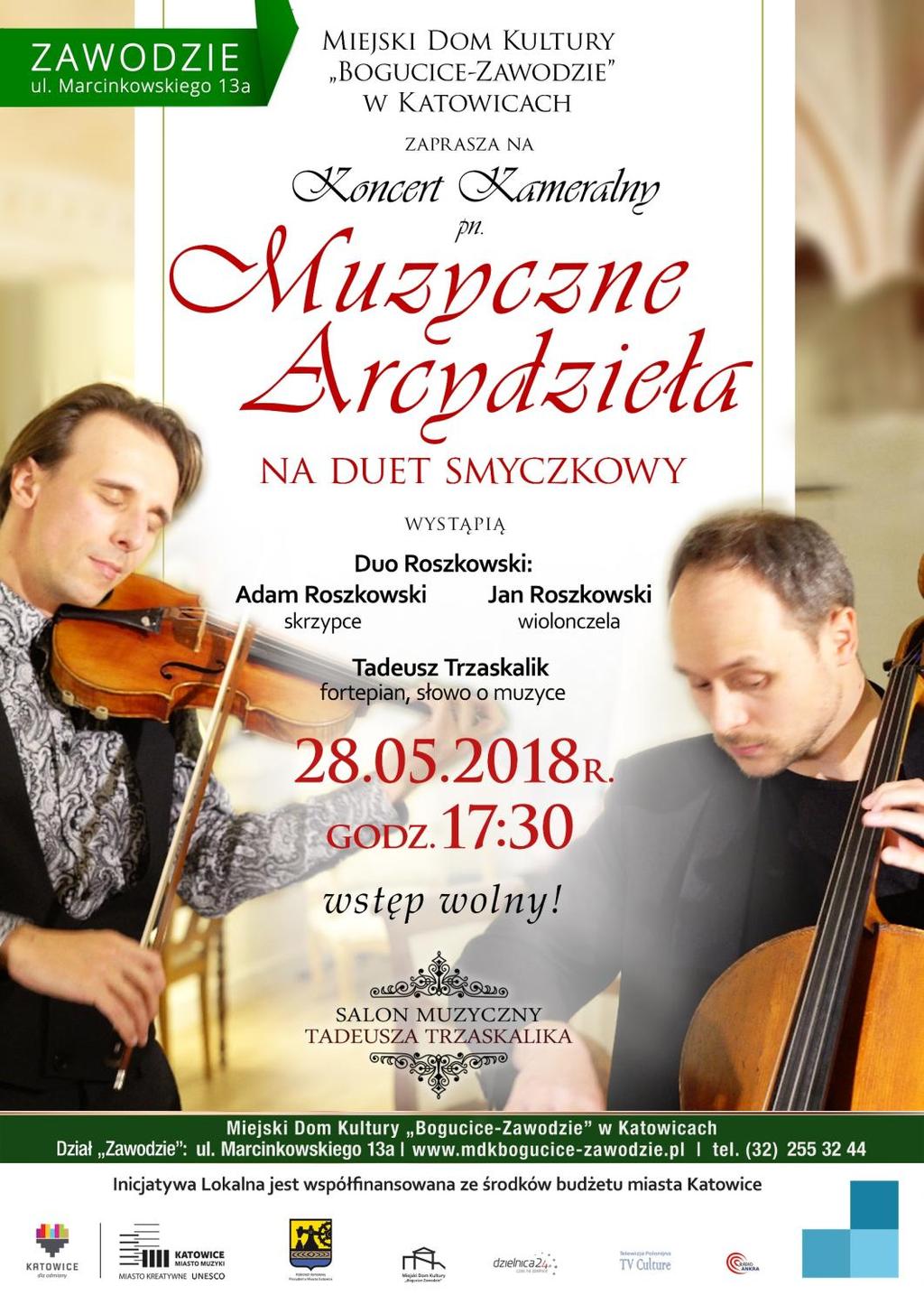 Program Albrechtsberger - Duet na skrzypce i wiolonczelę C dur Bach - Inwencje dwugłosowe Nr.1 C dur Nr. 8 F dur Nr. 10 G dur Nr.
