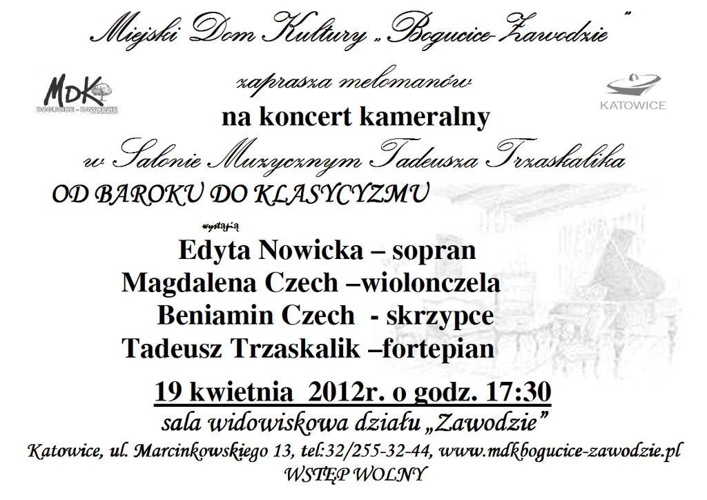 W programie: J.S.Bach, G.F.Heandel, W.A.Mozart, A.Vivaldi W.