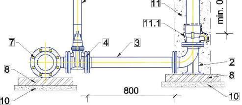 SCHEMAT ZABUDOWY HYDRANTU NADZIEMNEGO PRZEKRÓJ A-A 1. Hydrant nadziemny DN80 PN16 zabezpieczony w przypadku złamania, zgodny z PN-EN 14384. 1.1. Hydrant podziemny DN80 PN16 zabezpieczony w przypadku złamania, zgodny z PN-EN 14339 2.