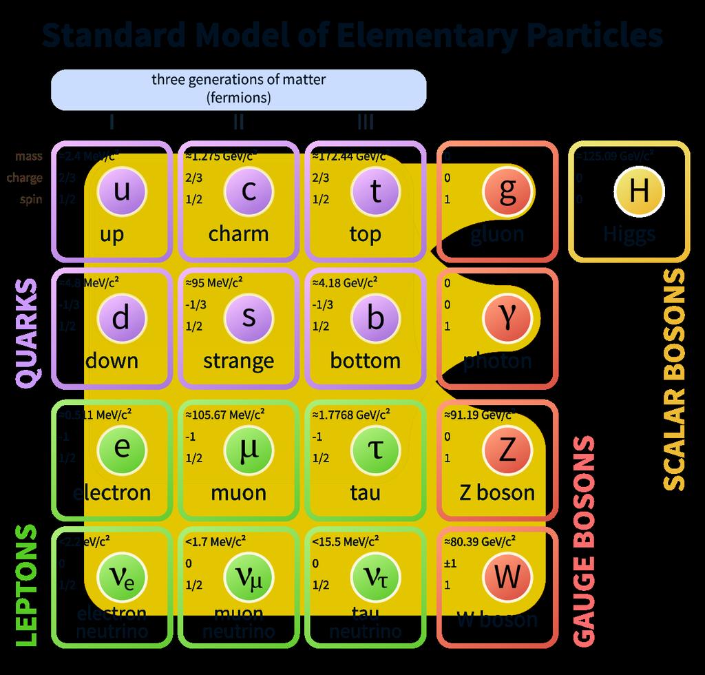 1.2. THE STANDARD MODEL less photons with the spin 1. This interaction is described by Quantum Electrodynamics (QED).