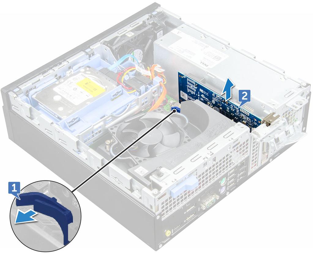 5 Powtórz powyższą procedurę, aby wymontować pozostałe karty rozszerzeń PCIe. Instalowanie karty rozszerzeń PCIe 1 Umieść kartę rozszerzeń w gnieździe na płycie systemowej.
