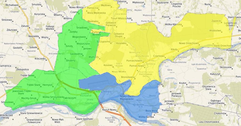 3. OBSZAR FUNKCJONALNY Obszar funkcjonalny lotniska Warszawa/Modlin obejmuje trzy gminy: Nowy Dwór