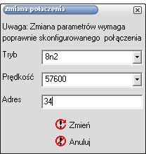 Przed dokonaniem zmian danego parametru zalecane jest dokonanie odczytu aktualnej konfiguracji i modyfikowanie tylko wybranego parametru.