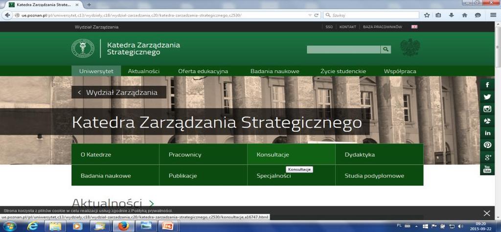 Tu znajdziesz info o naszych dyżurach i aktualnościach Katedra Zarządzania Strategicznego Uniwersytet Ekonomiczny w Poznaniu al.