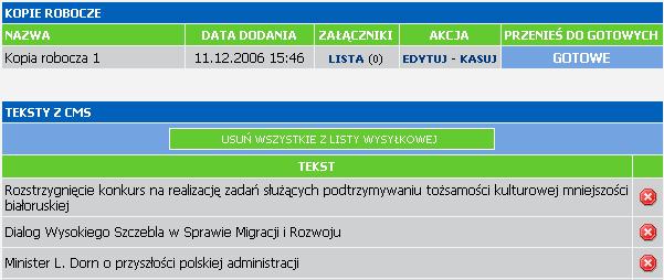 Kopie robocze Kopie robocze: NAZWA - nazwa kopii roboczej, wiadomości będą nazywane automatycznie (Kopia robocza 1, Kopia robocza 2, Kopia robocza 3, itd.
