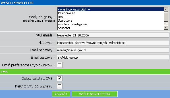 Wysyłanie newsletter ów 1.