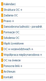 Lista przedstawia: nazwy oraz strukturę działów infobox ( ) wyświetlający podstawowe informacje o dziale szybki link do listy