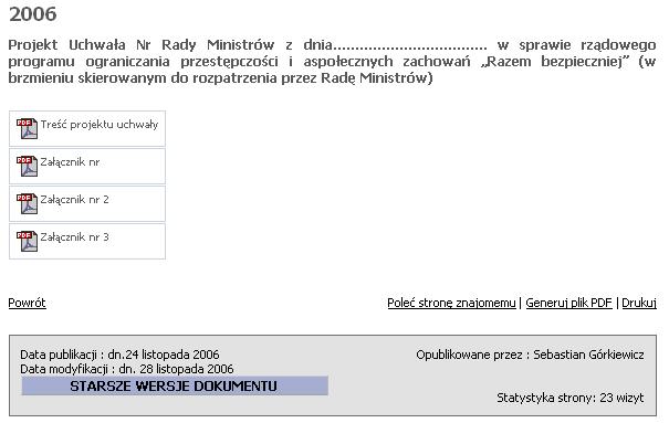 Jeśli chcemy zapamiętać zmiany klikamy Zapisz. Wersjonowanie Moduł CMS przewiduje tworzenie kolejnych wersji tekstu.