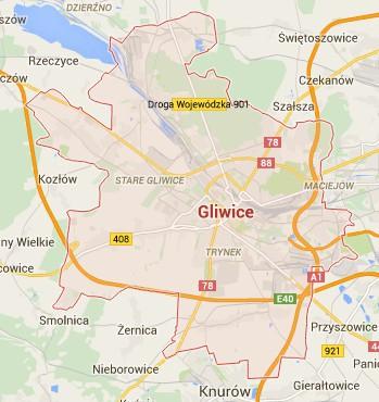 Rysunek 3-2 Mapa komunikacyjna miasta Gliwice źródło: www.google.pl Miasto posiada dobrze rozwiniętą sieć dróg, przez co ułatwiony jest dostęp do ważniejszych sieci komunikacyjnych w regionie.