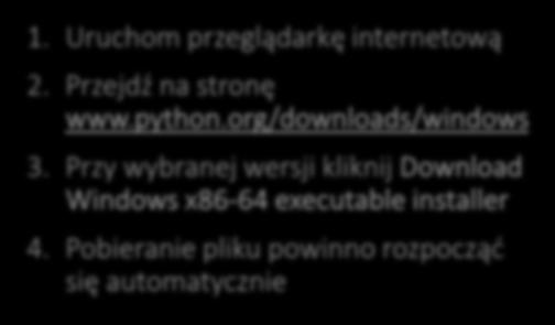 Przy wybranej wersji kliknij Download Windows x86-64