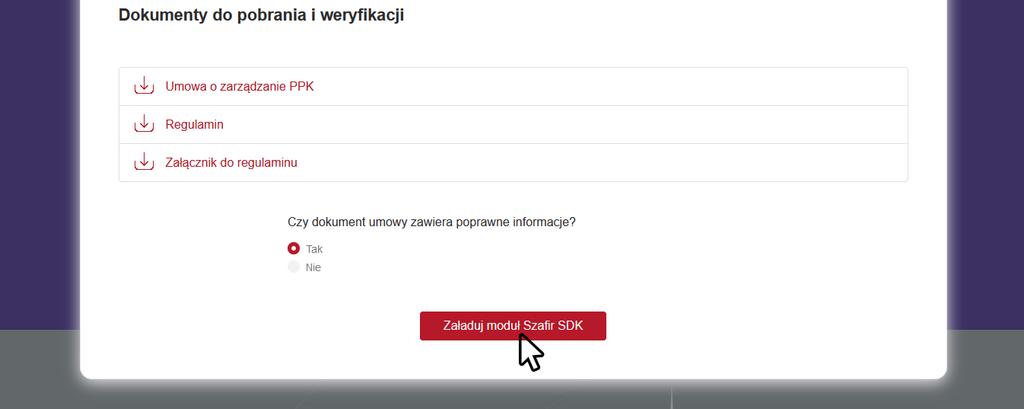 5 Złożenie podpisu Po instalacji oprogramowania Szafir Host niezbędne jest odświeżenie strony formularza,