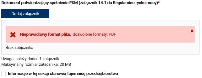 W polu Informacje dodatkowe użytkownik może dodać komentarze lub opisy dotyczące załączonych dokumentów.