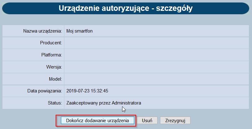 Należy najpierw zalogować się do KBI oraz wejść znów w opcję: Urządzenia autoryzujące, a następnie Lista urządzeń autoryzujących, rys. 10. Rys.