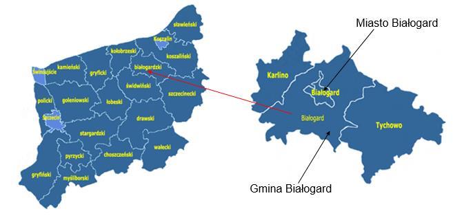 3. Ocena stanu środowiska 3.1 Charakterystyka Gminy 3.1.1 Położenie administracyjne i geograficzne Gmina Białogard jest gminą wiejską położoną w województwie zachodniopomorskim w powiecie białogardzkim.
