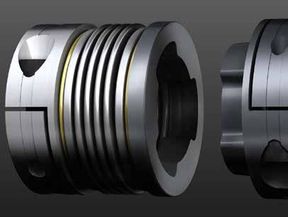 -1 ] materiał piast aluminium/materiał mieszka stal nierdzewna moment bezwładności 3) [x10-6 kgm 2 ] ogólne skrętna CT [Nm/rad] wymiary [mm] osiowa [N/mm] promieniowa [N/mm] dopuszczalne odchyłki