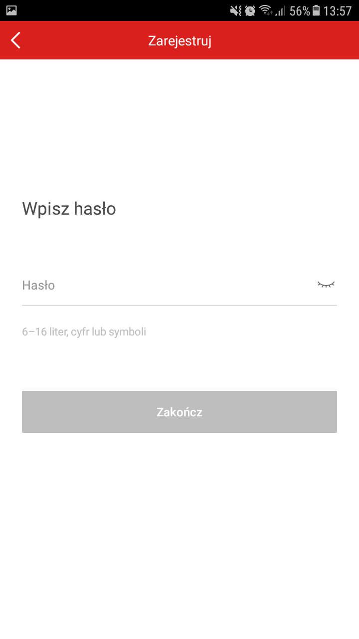 Jeżeli podane hasło ma odpowiednią złożoność, to założenie konta zostanie potwierdzone wyświetleniem