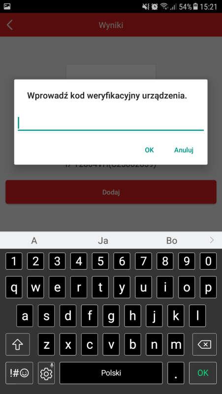 Po poprawnym wpisaniu kodu weryfikacyjnego wyświetli się informacja o pomyślnym dodaniu urządzenia