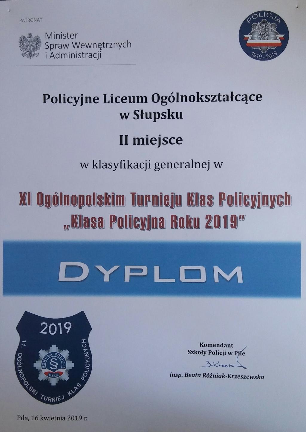 Dyplom Reprezentacja 2019 Skład reprezentacji to Daria Welzandt, Paweł Pszeniczny, Dawid Wiśniewski i Maciej Zierke.