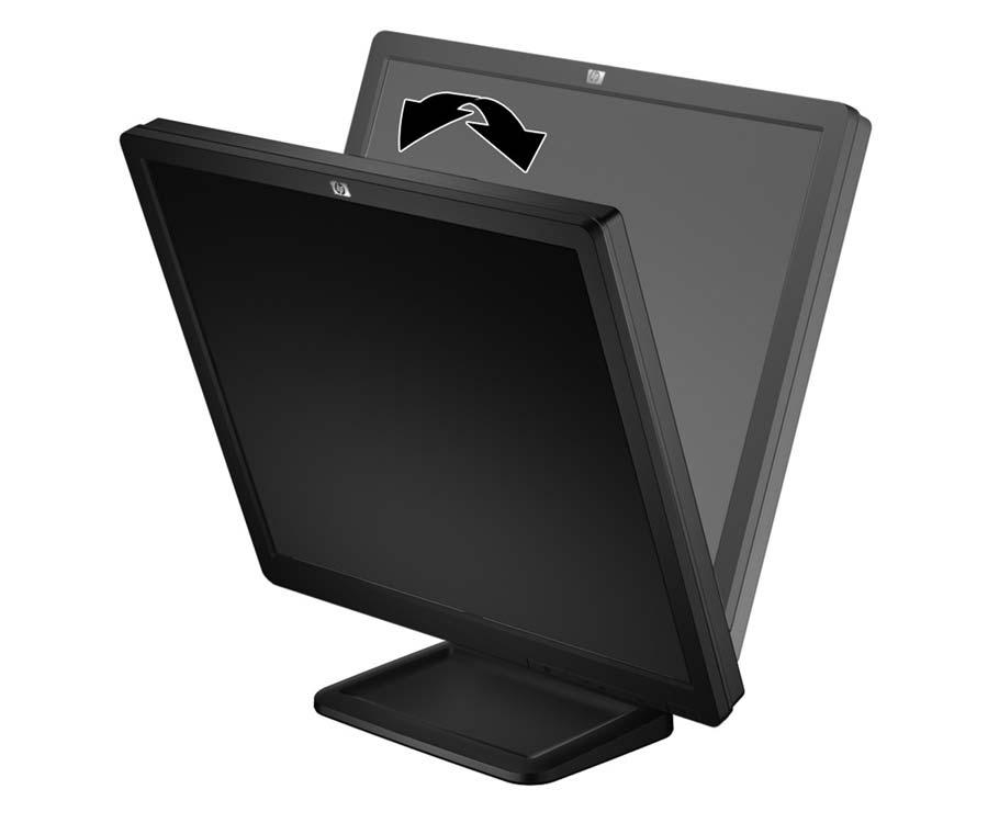 Regulacja położenia monitora Pochyl monitor do przodu lub do tyłu, aby ustawić go na wysokości odpowiedniej dla wzroku. Włączanie monitora 1. Włącz komputer, naciskając jego przycisk zasilania. 2.