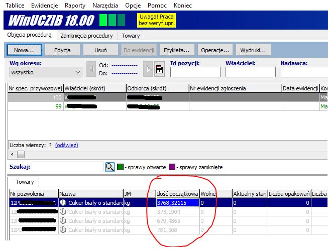 6.3.2. Przeliczanie surowca. Nowo utworzone objęcie uprzedniego wywozu w pozycjach towary zawiera surowiec wskazany w makietach (parz. p.4).