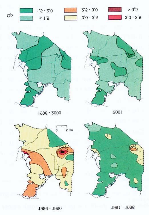66 E. Malzahn Ryc. 4. Rozk³ad przestrzenny opadu py³ów (Op w g m -2 miesi¹c -1 ) na obszarze Puszczy Bia³owieskiej w latach 1986 2001 Fig. 4. Spatial distribution of dustfall (Op ingm -2 month -1 )on the area of Bia³owie a Forest in the years 1986 2001 pó³nocnej w 2000 r.