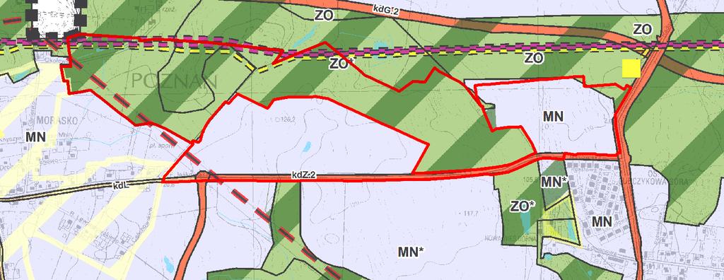 Granica projektów planów miejscowych na tle Studium uwarunkowań i kierunków zagospodarowania przestrzennego miasta Poznania ZO MN ZO* - tereny użytków ekologicznych i innych obszarów cennych