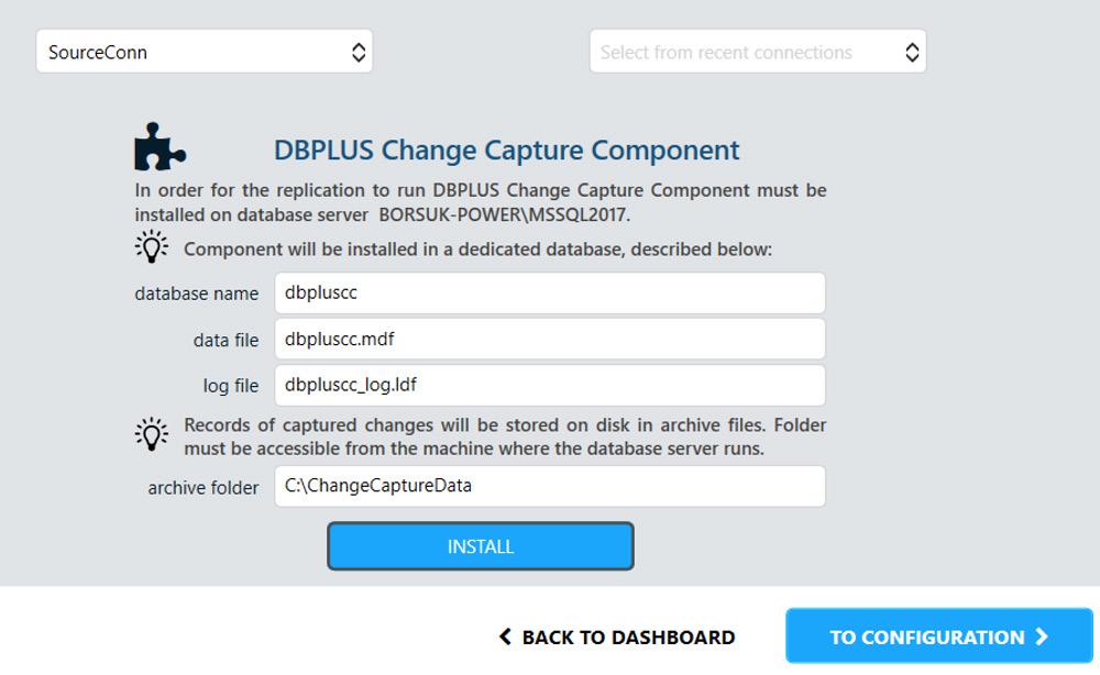 Instalacja DBPLUS Change Capture Komponent DBPLUS Change Capture stanowi rozszerzenie dla standardowego mechanizmu CDC (Change Data Capture) dostępnego w systemach zarządzania bazami danych Microsoft