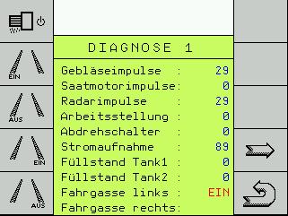 Program diagnostyczny W programie diagnostycznym można sprawdzać sygnały wejściowe i wyjściowe. 1 5. 6. 7. Przycisk Ścieżka przejazdu z prawej WYŁ.