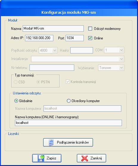 Rys. 51: Okno parametrów modułów MKi-sm, MKi2-sm, MKi3-sm, MKi4-sm 5.3.8 Parametry konfiguracyjne modułów UPK/MKi-m Parametry konfiguracyjne modułów UPK/MKi-m (Rys.