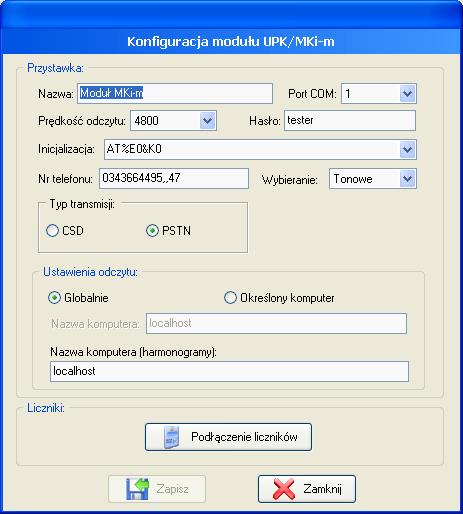 Rys. 52: Okno parametrów modułów UPK/MKi-m 5.3.9 Parametry konfiguracyjne interfejsów CLO/RS485 Parametry konfiguracyjne interfejsów CLO/RS485 (Rys.