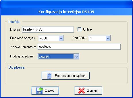 Po zmianie parametru należy wykonać restart usługi serwera odczytów; Port COM numer portu szeregowego, przez który odczytywane będą liczniki podłączone pod interfejs; Prędkość odczytu prędkość pracy
