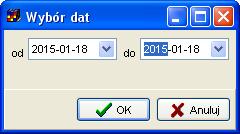 Jeżeli okresu dni, który chcemy analizować nie ma na liście, to należy wybrać ostatnie polecenie <Wybierz daty>.