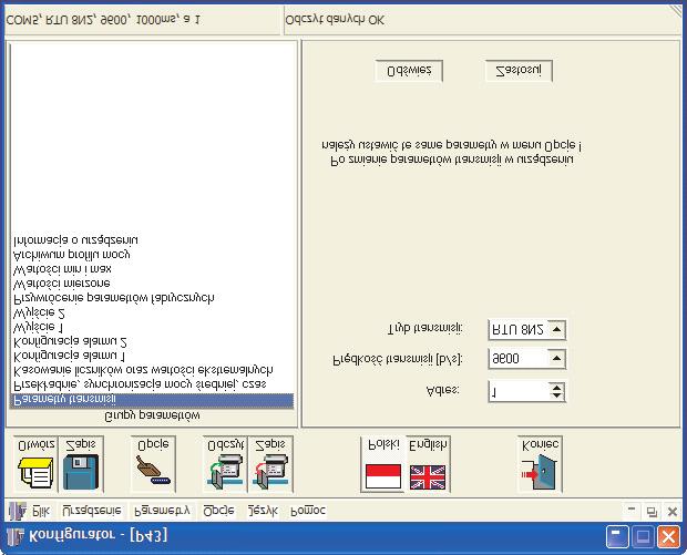 Ustawianie parametrów transmisji Po wybraniu grupy: - parametry transmisji, możliwe do konfiguracji są następujące elementy (rys.